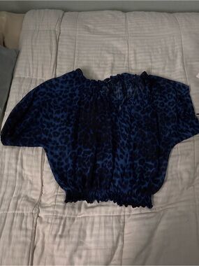 Italia Femme Blue Leopard Print Blouse - Small
